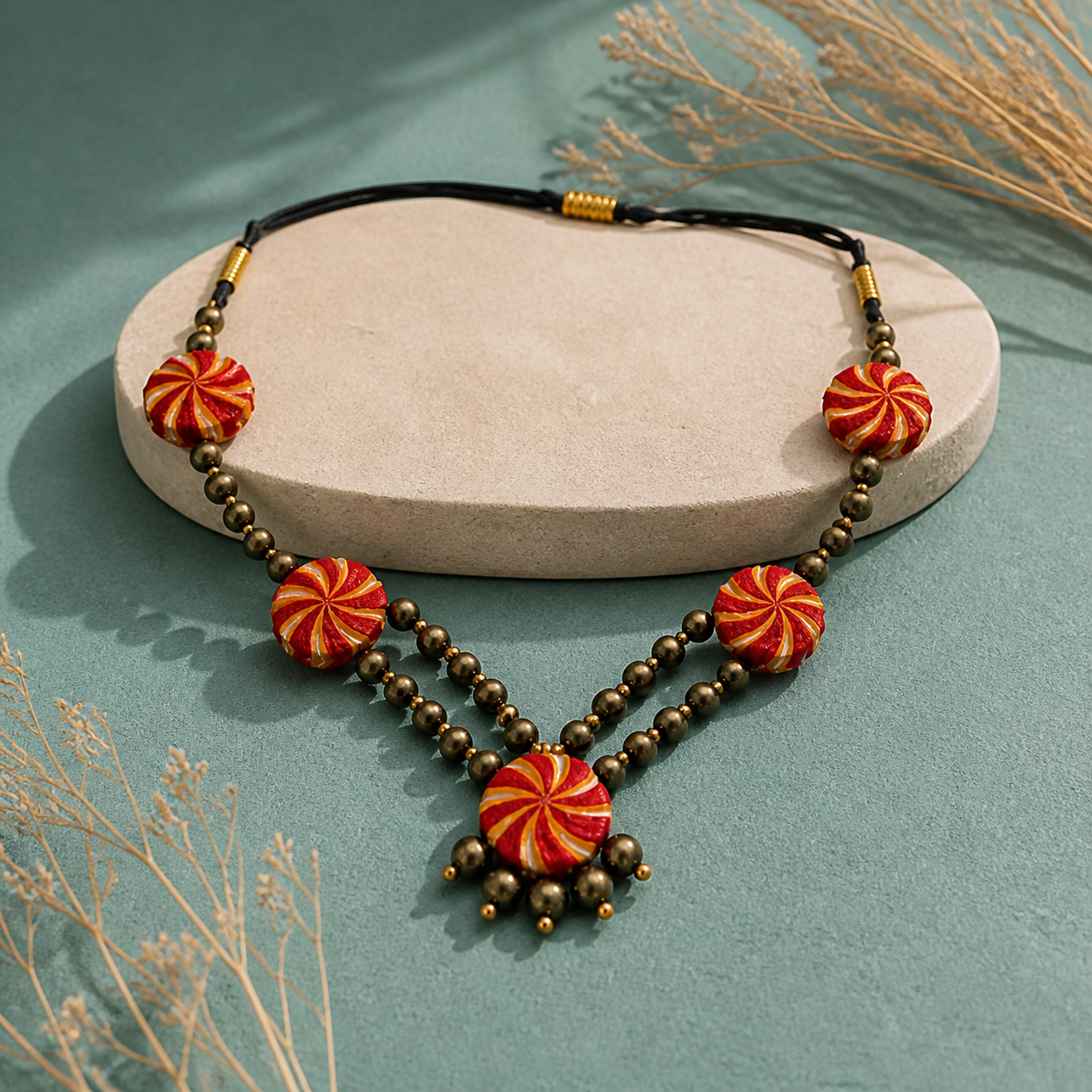 Red spiral necklace
